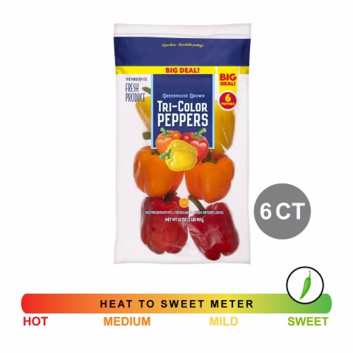 Greenhouse Grown Tri-Color Peppers Perspective: front