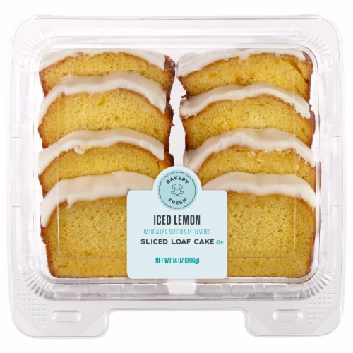 Bakery Fresh Goodness Vanilla Iced Sliced Lemon Loaf Cake Perspective: front