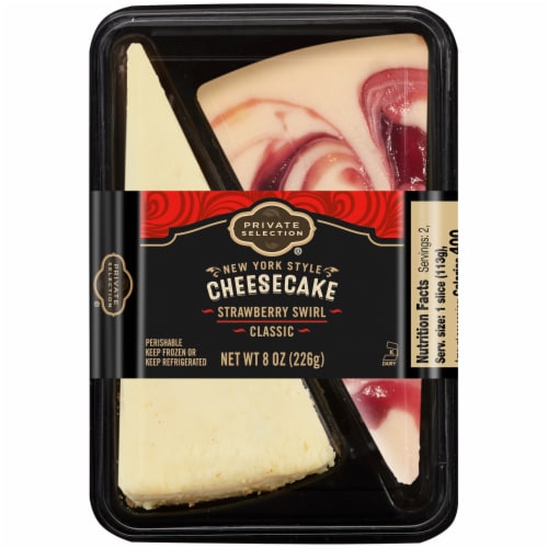 Private Selection® Classic & Strawberry Swirl Cheesecake Slices Perspective: front