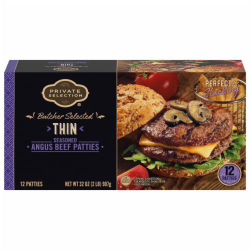 Private Selection® Thin Seasoned Angus Beef Patties Perspective: front