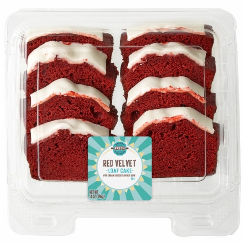 Bakery Fresh Goodness Iced Sliced Red Velvet Loaf Cake Perspective: front