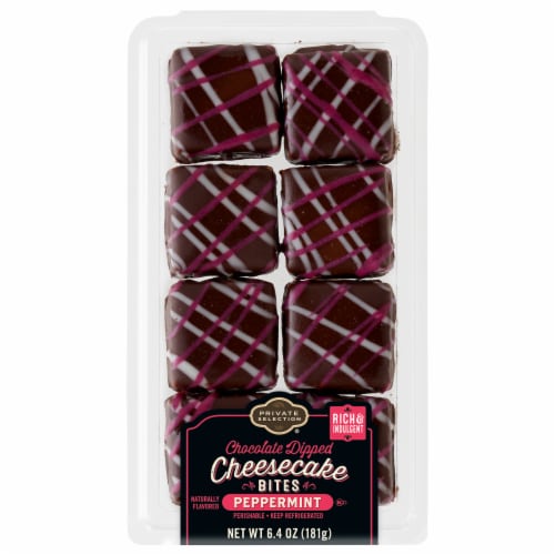Private Selection® Chocolate Dipped Peppermint Cheesecake Bites Perspective: front