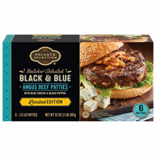 Private Selection® Angus Beef Black Black and Blue Patties Perspective: front