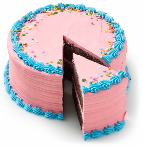 Bakery Fresh Chocolate Cake with Pink and Blue Buttercreme Icing, 48 oz ...