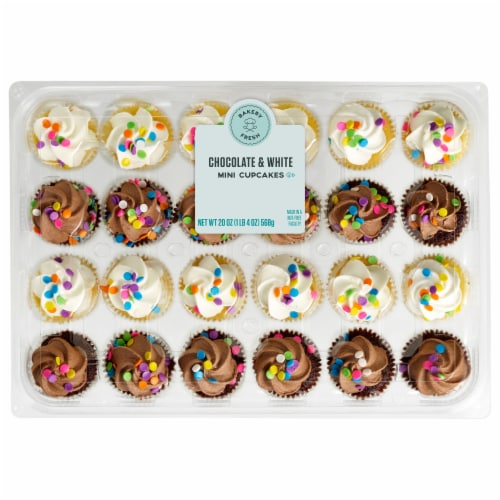Bakery Fresh Vanilla and Chocolate Mini Cupcakes Perspective: front