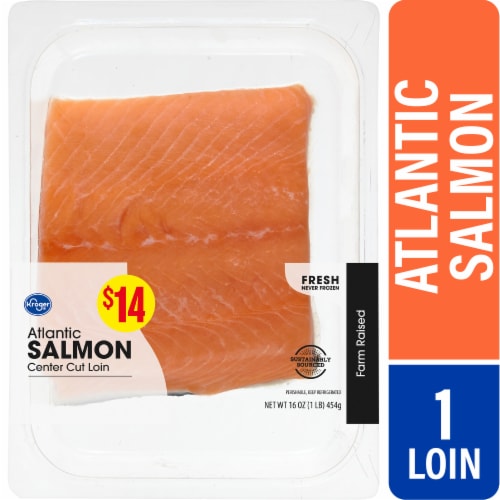 Kroger® Fresh Farm Raised Atlantic Salmon Center Cut Loin Perspective: front