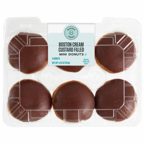 Bakery Fresh Goodness Boston Cream Custard Filled Mini Donuts Perspective: front