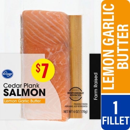 Kroger® Lemon Garlic Butter Cedar Plank Atlantic Salmon Perspective: front
