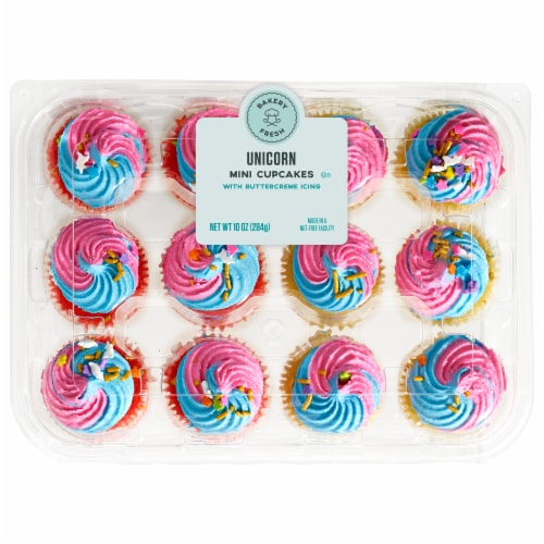 Bakery Fresh Unicorn Mini Cupcakes with Buttercreme Icing Perspective: front