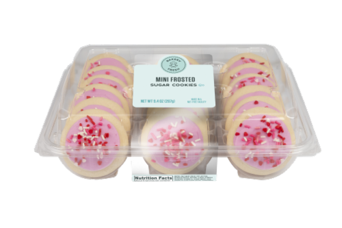 Bakery Fresh Valentine's Vanilla Pink Mini Frosted Cookies Perspective: front