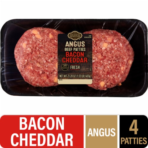 Private Selection® Bacon Cheddar Angus Ground Beef Patties Perspective: front