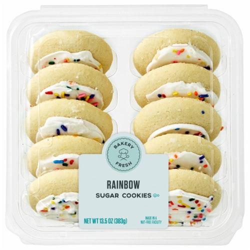 Bakery Fresh White Frosted Rainbow Sprinkle Cookies Perspective: front