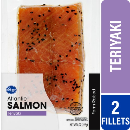 Kroger® Farm Raised Atlantic Salmon Fillets Teriyaki Perspective: front