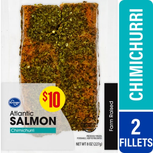 Kroger® Farm Raised Atlantic Salmon Fillets Chimichurri Perspective: front