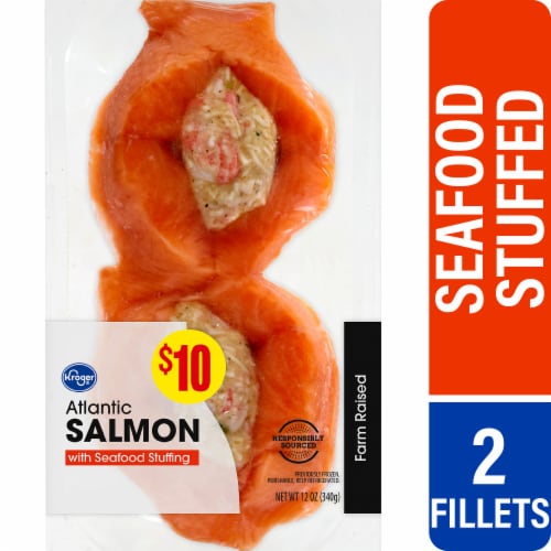 Kroger® Farm Raised Seafood Stuffed Atlantic Salmon Portions Perspective: front