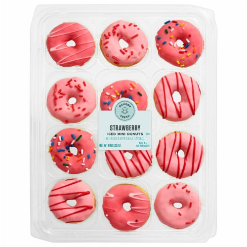 Bakery Fresh Strawberry Assorted Mini Donuts Perspective: front