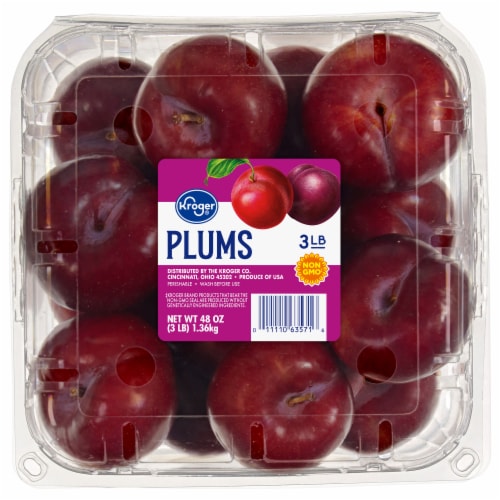 Fresh Kroger® Plums in 3lb Clamshell Perspective: front