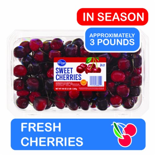 Kroger® Fresh Red Sweet Cherries - 3 lb clamshell Perspective: front