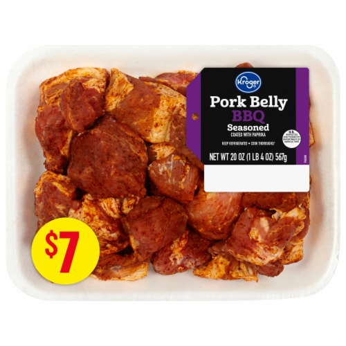 Kroger® Pork Belly Diced Rubbed With BBQ Seasoning Perspective: front