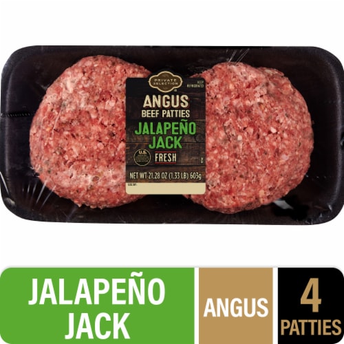 Private Selection Fresh Angus Jalapeno Pepper Jack Beef Patties Perspective: front