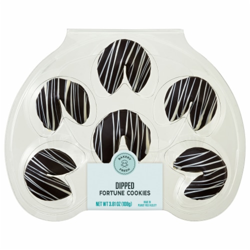 Bakery Fresh Chocolaty Dipped Fortune Cookies Perspective: front