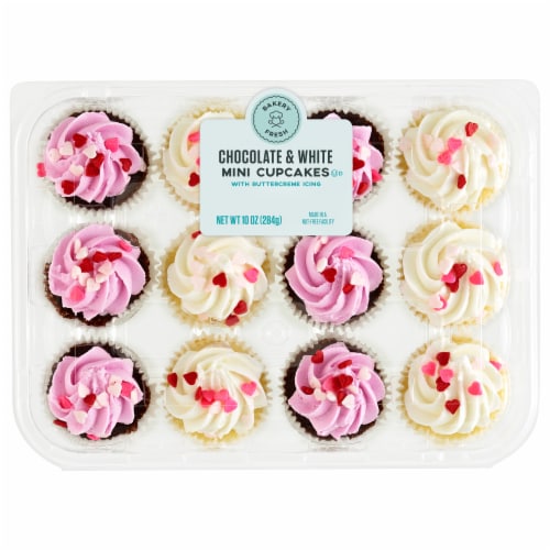 Bakery Fresh Mini Valentine’s Day Assorted Cupcakes Perspective: front