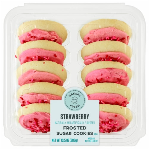 Bakery Fresh Vanilla Frosted Cookies - Strawberry Perspective: front