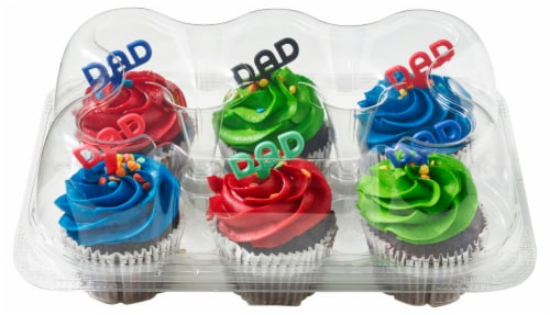 Bakery Fresh Father's Day Chocolate Cupcakes with Buttercream Icing Perspective: front