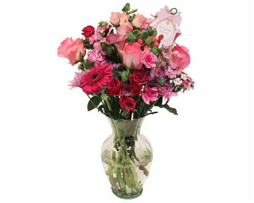 Bloom Haus™  Vanderpump Signature Pink Fresh Cut Flower Arrangement in Vase Perspective: front