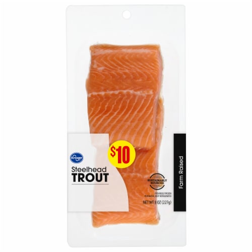 Kroger® Farm Raised Frozen Steelhead Trout Portions Perspective: front