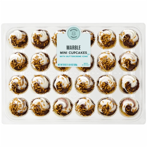 Bakery Fresh Graduation Mini Chocolate and Vanilla Swirl Cupcakes Perspective: front