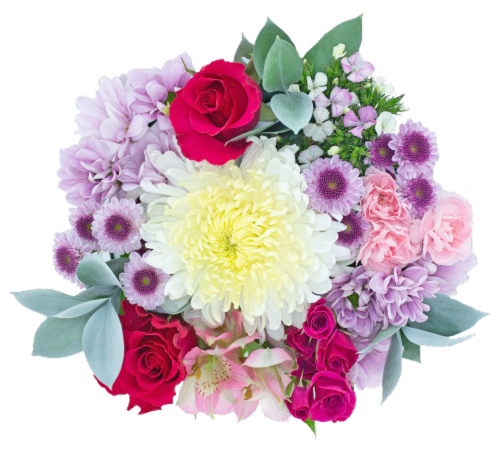 Bloom Haus™ Cherries Jubilee Bouquet - Yellow / Red / Pink / Purple Perspective: front