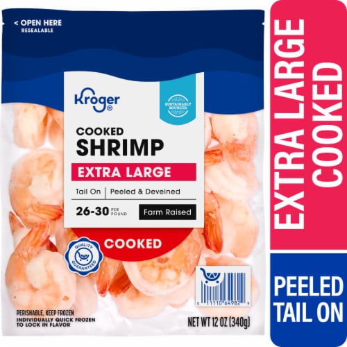 Kroger® Extra Large Shrimp Cooked Peeled & Deveined Tail On Perspective: front