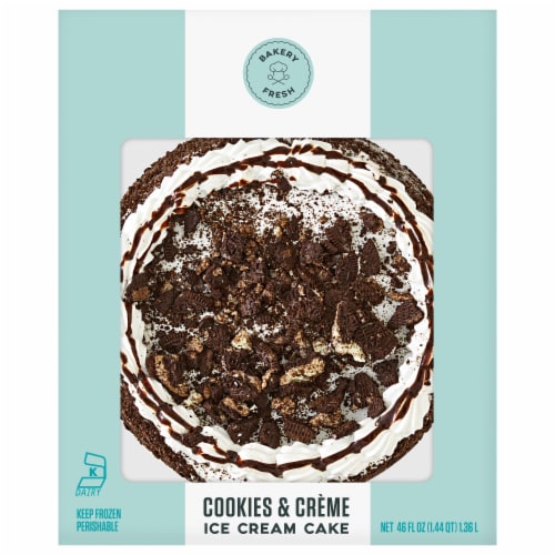 Bakery Fresh Cookies and Creme Ice Cream Cake Perspective: front