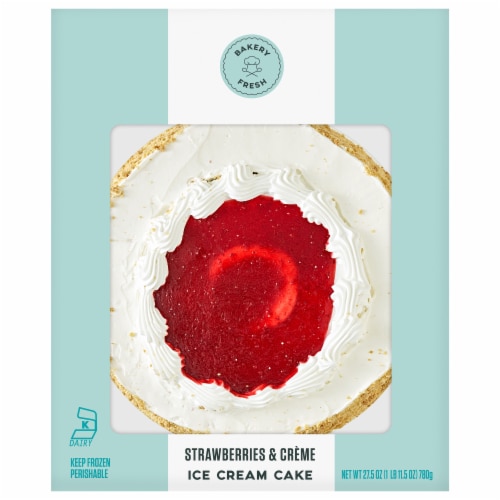Bakery Fresh Strawberries and Creme Ice Cream Cake Perspective: front