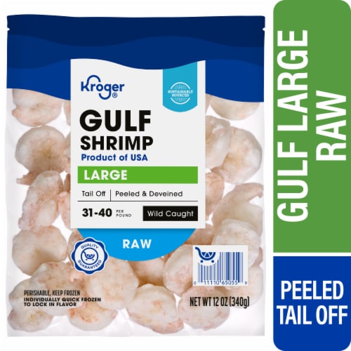 Kroger® Wild Caught Large Raw Gulf Shrimp Peeled & Deveined Tail Off Perspective: front
