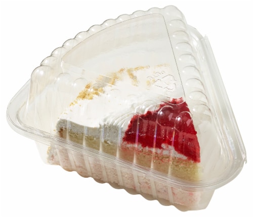 Bakery Fresh Strawberries & Cream Ice Cream Cake Slice Perspective: front
