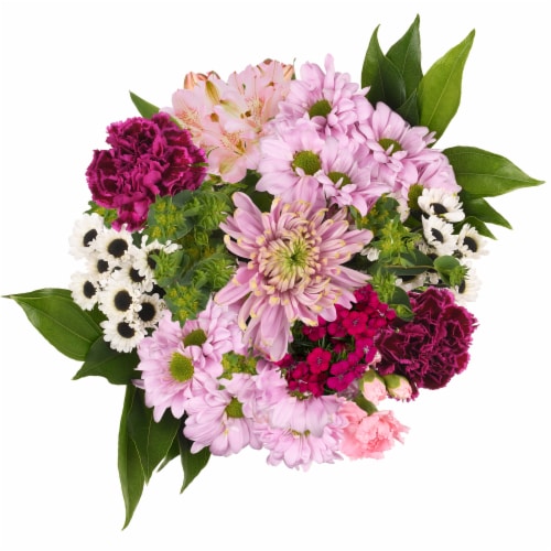 Bloom Haus™ Flowers Bow Bouquet - Pink / Green / Purple Perspective: front