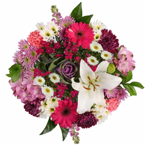 Bloom Haus™ Flowers Euro Bouquet - Pink / Green / Purple Perspective: front