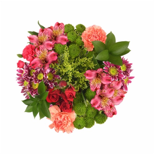Bloom Haus™ Flowers Bow Bouquet - Orange / Hot Pink / Yellow Perspective: front