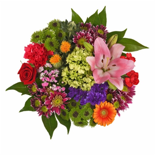 Bloom Haus™ Flowers Notion Bouquet - Orange / Hot Pink / Yellow Perspective: front