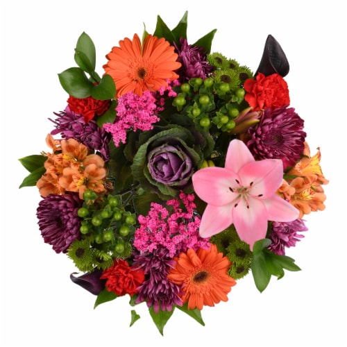 Bloom Haus Euro Bouquet - Green / Pink /  Red Perspective: front