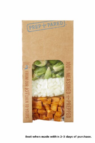 Prep+Pared Turkey Stuffing Meatballs with Brussels Sprouts + Sweet Potatoes Perspective: front