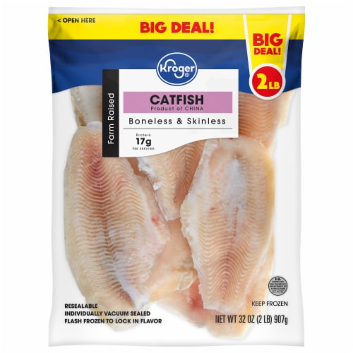Kroger® Farm Raised Boneless & Skinless Frozen Catfish Perspective: front