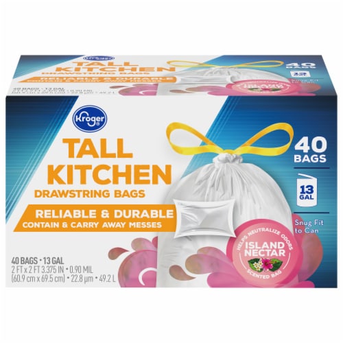 Kroger® Island Nectar Scented 13 Gallon Tall Kitchen Drawstring Trash Bags,  40 ct - Kroger