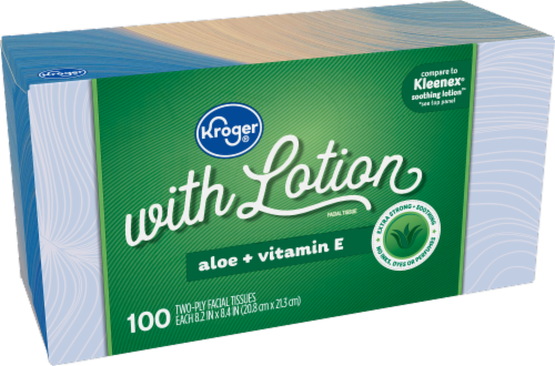 Kroger® 2-ply with Lotion Aloe + Vitamin E Facial Tissues Perspective: front