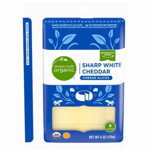 Simple Truth Organic® Sharp White Cheddar Cheese Slices Perspective: front