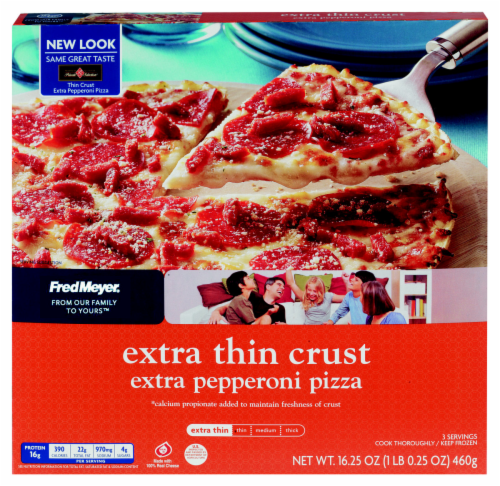 Fred Meyer®  Extra Thin Crust Pepperoni Pizza Perspective: front