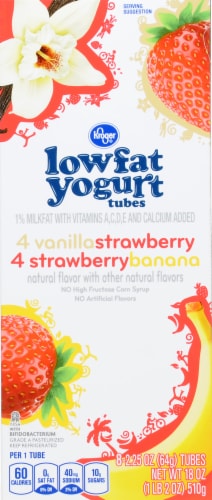 Kroger® Low Fat Yogurt Tubes - Vanilla Strawberry & Strawberry Banana Perspective: front