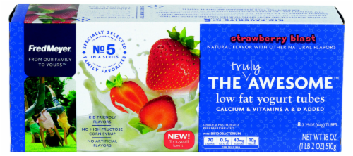 Fred Meyer® The Truly Awesome Strawberry Blast Low Fat Yogurt Tubes 8 Count Perspective: front